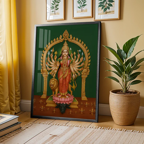 Divine Durga in Tanjore Glory – 14 x 21 Inch